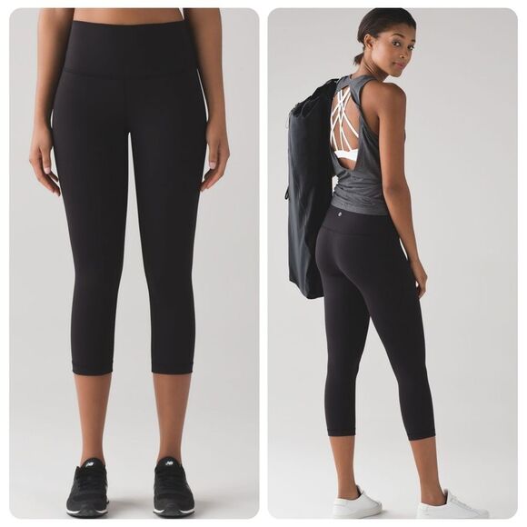 Lululemon Wunder Under Crop (Hi-Rise) *Full-On Luxtreme 21" in Black - Size 4 - Picture 1 of 7